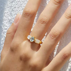 PALOMA BLUE TOPAZ MOTHER OF PEARL RING