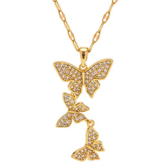 CORINNA STERLING SILVER DAZZLING BUTTERFLY PENDENT NECKLACE