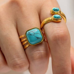 ELÉA TURQUOISE RIBBED BAND RING