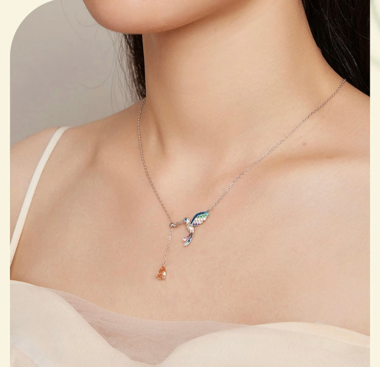 ANTILLEAN STERLING SILVER HUMMINGBIRD PENDENT NECKLACE