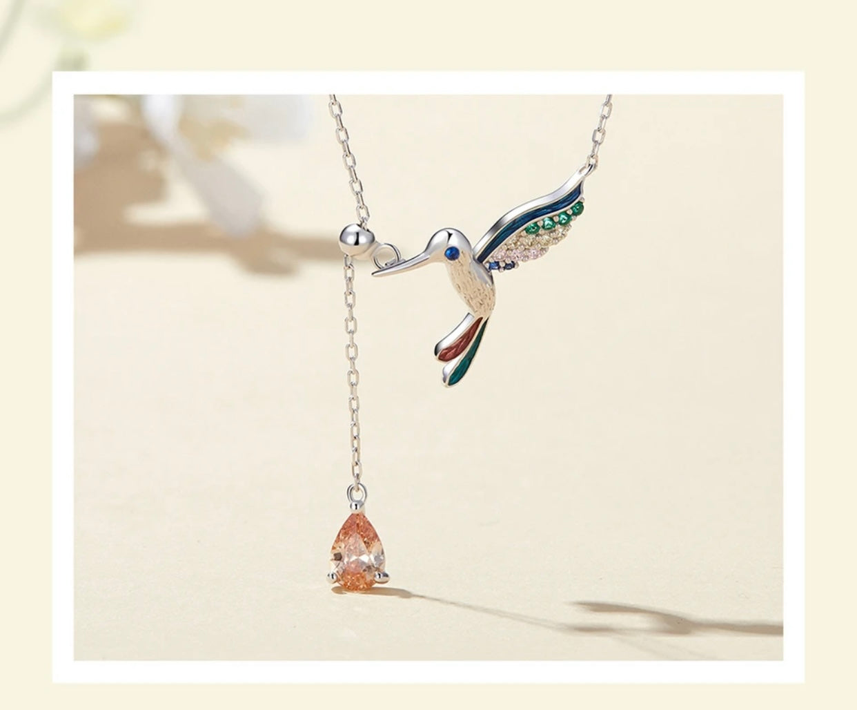ANTILLEAN STERLING SILVER HUMMINGBIRD PENDENT NECKLACE