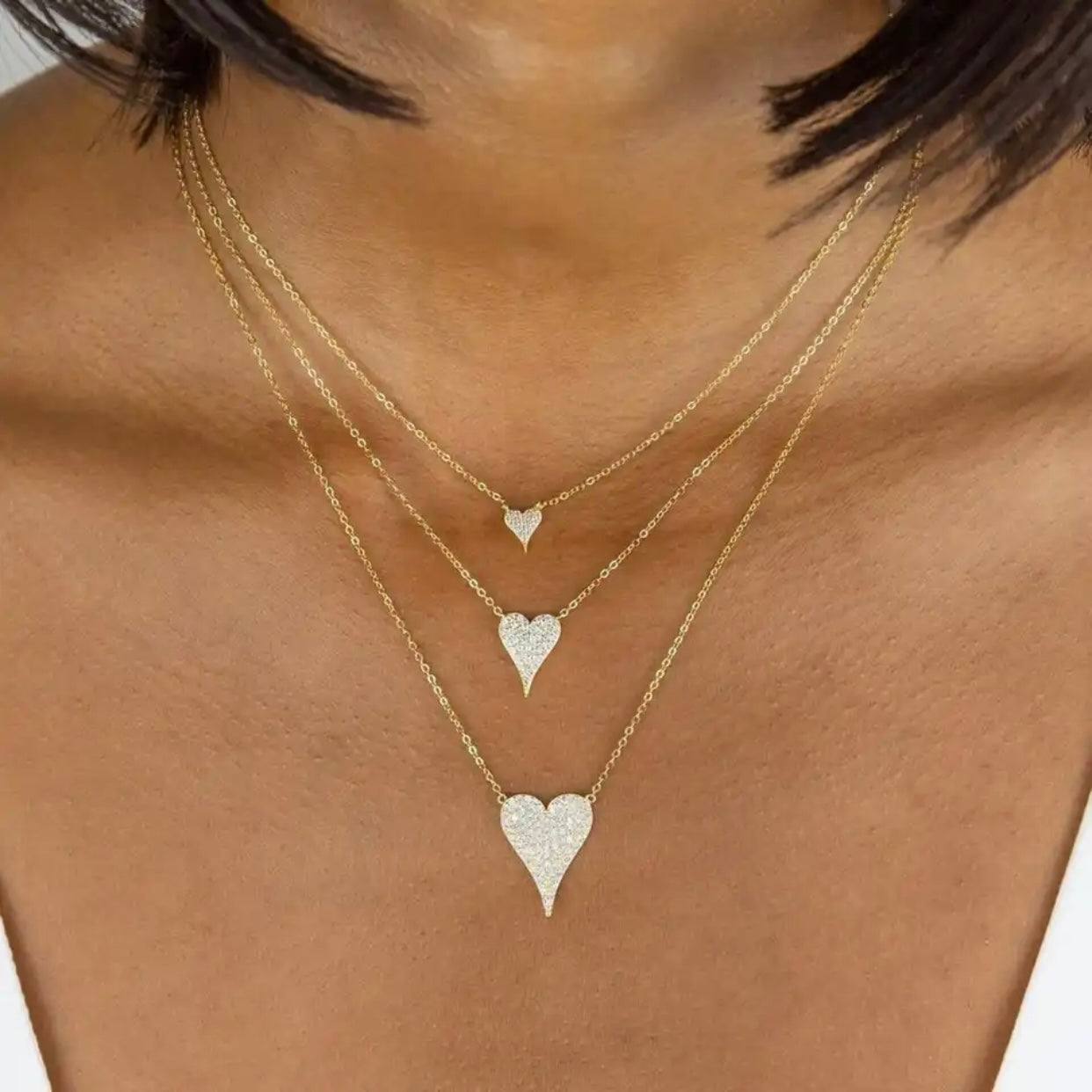 ADELLE STERLING SILVER PAVE HEART PENDENT NECKLACE
