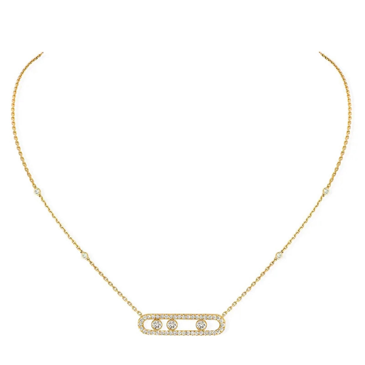 ACANTHA STERLING SILVER 3 DIAMONDS NECKLACE