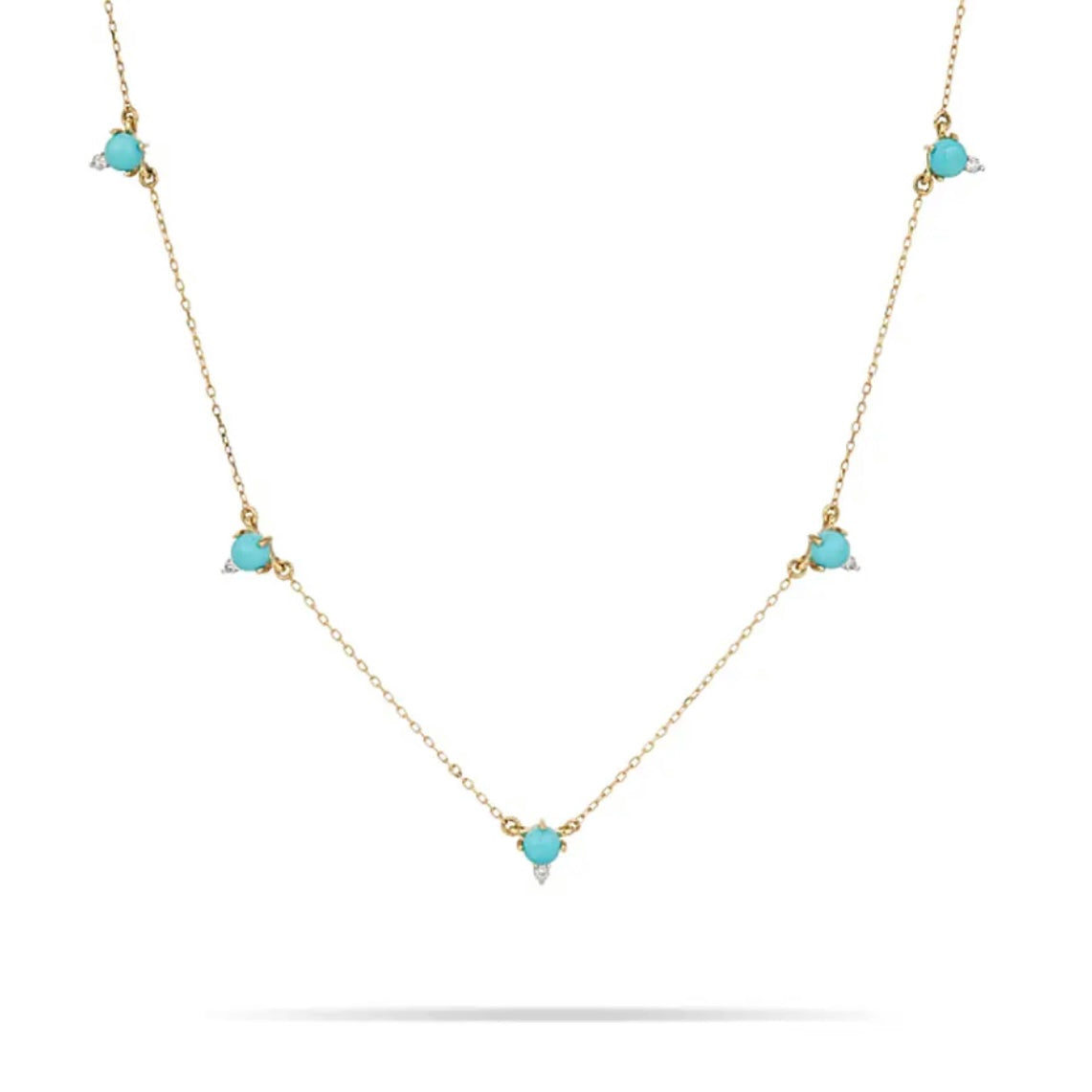 ACKERLEA STERLING SILVER DAINTY TURQUOISE NECKLACE