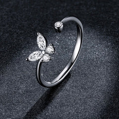 TONSY STERLING SILVER SOLITAIRE BUTTERFLY RING