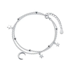 VANESSA STERLING SILVER MOON AND STARS BRACELET