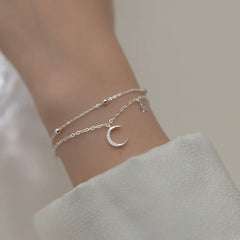 VANESSA STERLING SILVER MOON AND STARS BRACELET