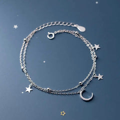 VANESSA STERLING SILVER MOON AND STARS BRACELET