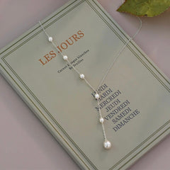 PERLA STERLING SILVER FRESHWATER PEARLS LARIAT NECKLACE