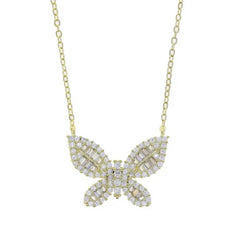 CELIA STERLING SILVER BLING BUTTERFLY PENDENT NECKLACE