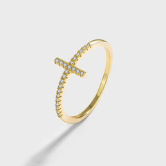 FAITH PAVE STERLING SILVER CROSS RING