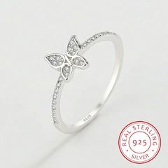 MELONEE DAINTY STERLING SILVER PAVE BUTTERFLY RING