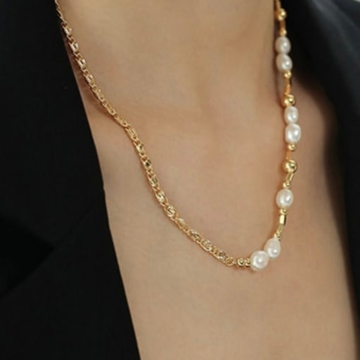 ISABELLA LINK CHAIN FRESHWATER PEARLS NECKLACE