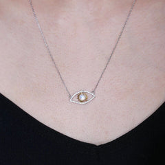 AEGEUS MOISSANITE STERLING SILVER EVIL EYE NECKLACE