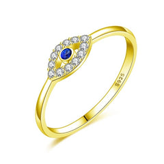 SARAH STERLING SILVER DAINTY EVIL EYE RING