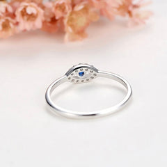 SARAH STERLING SILVER DAINTY EVIL EYE RING