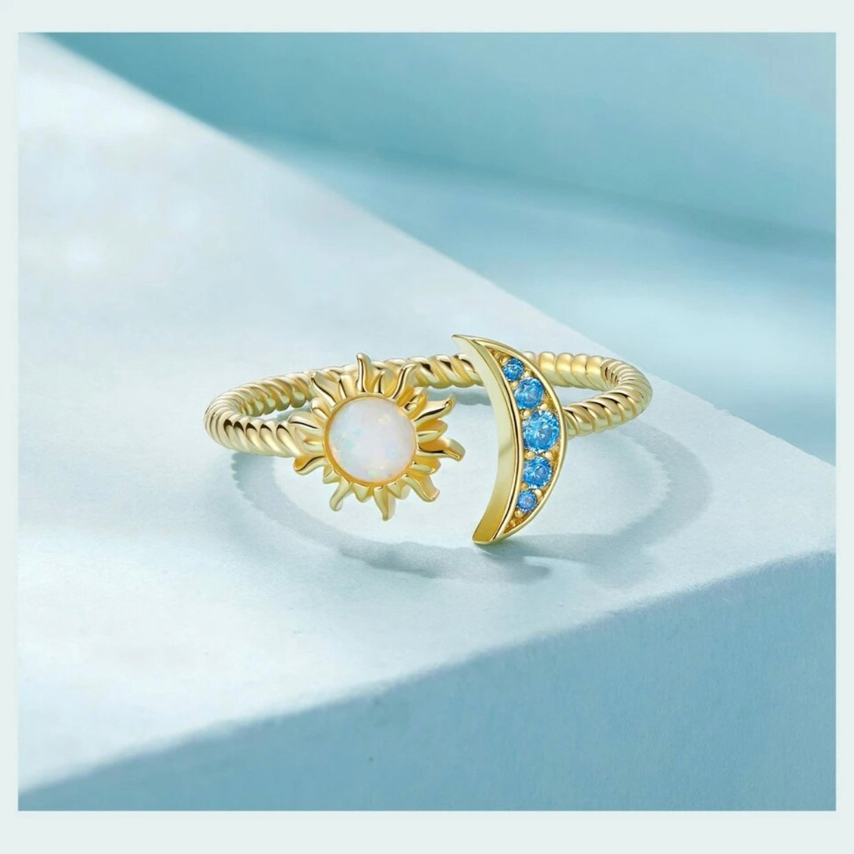 AUDREY STERLING SILVER MOON AND SUN RING