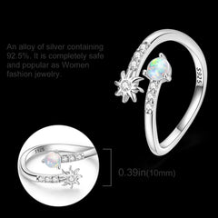 RHEA STERLING SILVER OPAL MOON AND SUN RING