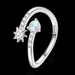 RHEA STERLING SILVER OPAL MOON AND SUN RING