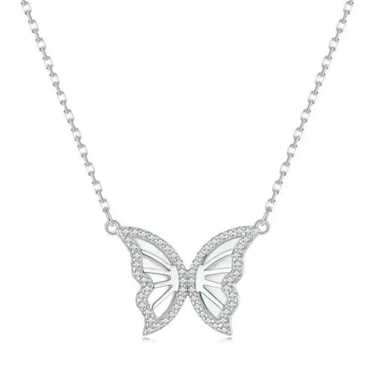 DOROTEA STERLING SILVER PAVE SETTING BUTTERFLY NECKLACE