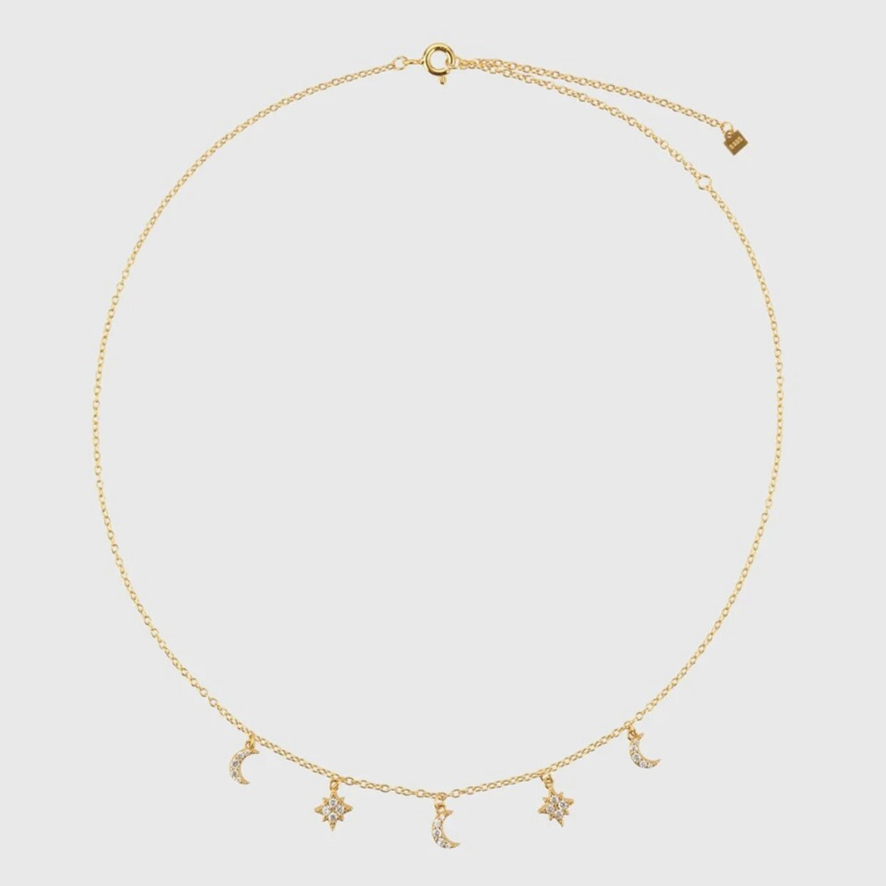 AMAEDA STERLING SILVER MOON AND STAR PAVE NECKLACE