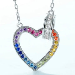KINSLEY STERLING SILVER RAINBOW INFINITY HEART NECKLACE