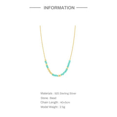 REESE STERLING SILVER TURQUOISE BEAD NECKLACE