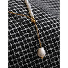 CALLIE FRESHWATER PEARL LARIAT NECKLACE