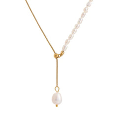 CALLIE FRESHWATER PEARL LARIAT NECKLACE