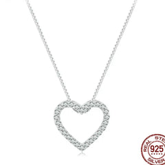 CALLIE STERLING SILVER MOISSANITE PAVE DAINTY HEART NECKLACE