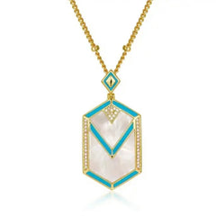 SKYE MOTHER OF PEARL TURQUOISE PENDENT NECKLACE