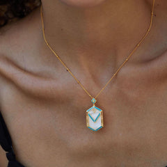 SKYE MOTHER OF PEARL TURQUOISE PENDENT NECKLACE