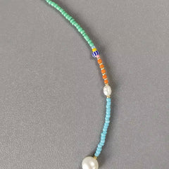 RAVEN MULTI COLOR BEAD WITH FRESHWATER PEARL NECKLACE