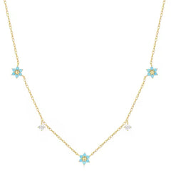 TRINA STERLING SILVER TURQUOISE DAINTY FLOWER NECKLACE