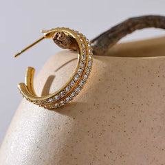 ECHO SMALL INLAID CZ HOOP EARRINGS