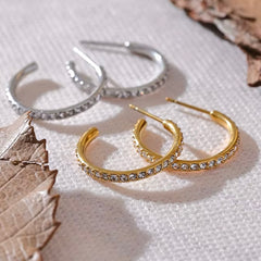 ECHO SMALL INLAID CZ HOOP EARRINGS