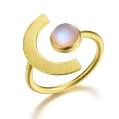 LEDA STERLING SILVER HALF MOON RING