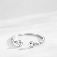 TALIA STERLING SILVER OPEN DUO DIAMOND RING