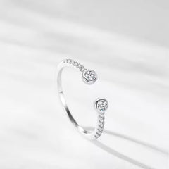 TALIA STERLING SILVER OPEN DUO DIAMOND RING