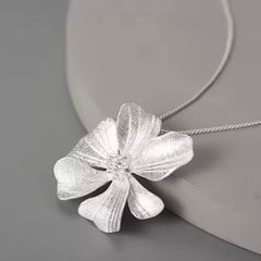 LOTUS FLOWER STERLING SILVER HANDCRAFTED NECKLACE