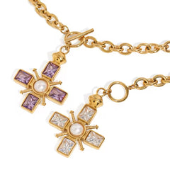 MARY CZ CROSS PENDENT NECKLACE