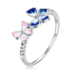 MARIPOSA STERLING SILVER BUTTERFLY RING SET WITH CUBIC ZIRCONIA