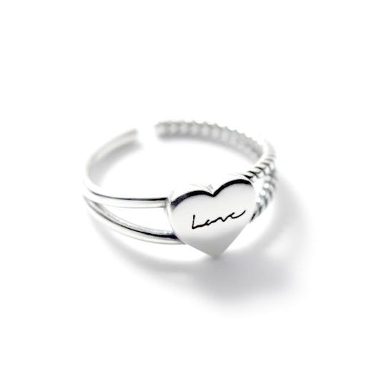 CECELIA ROPE CHAIN STERLING SILVER BAND LOVE RING