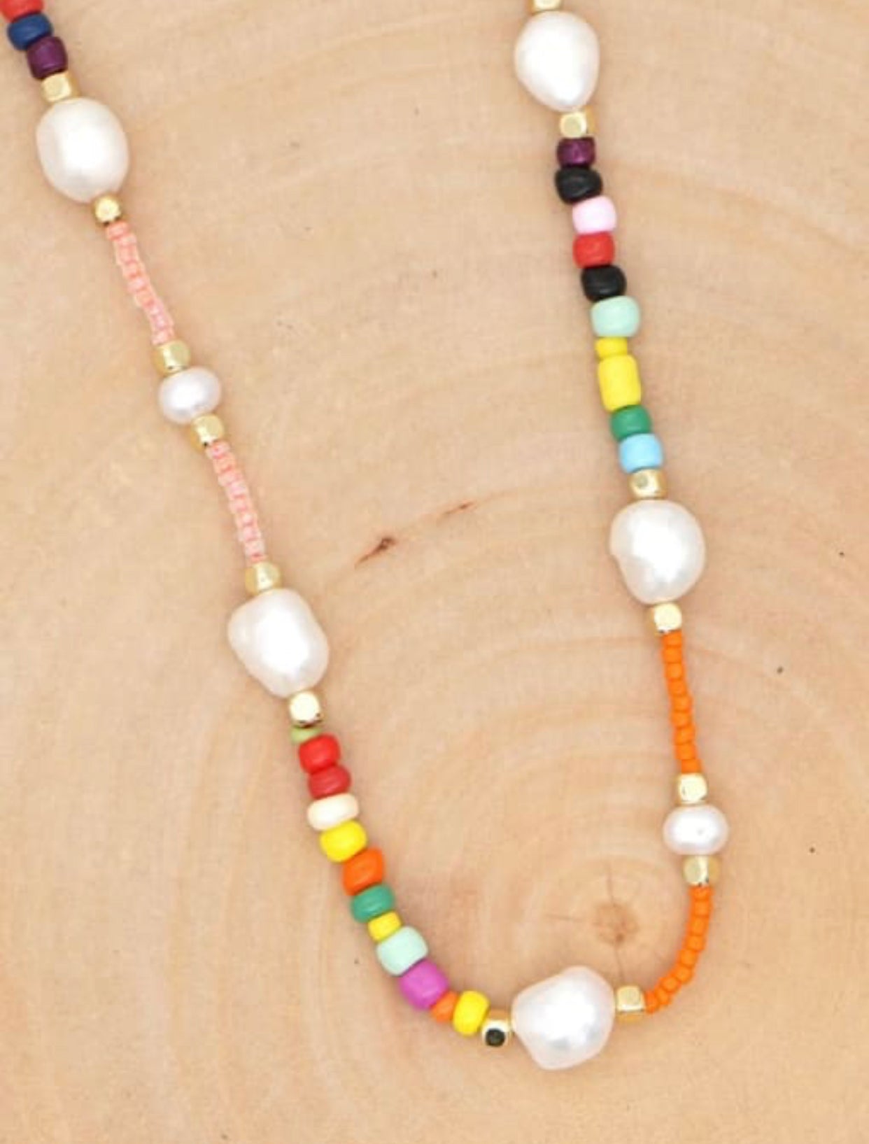 SERENA STERLING SILVER FRESHWATER PEARLS MULTICOLOR BEAD NECKLACE