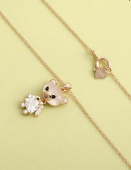 LUCIA STERLING SILVER ROSE GOLD TEDDY BEAR NECKLACE