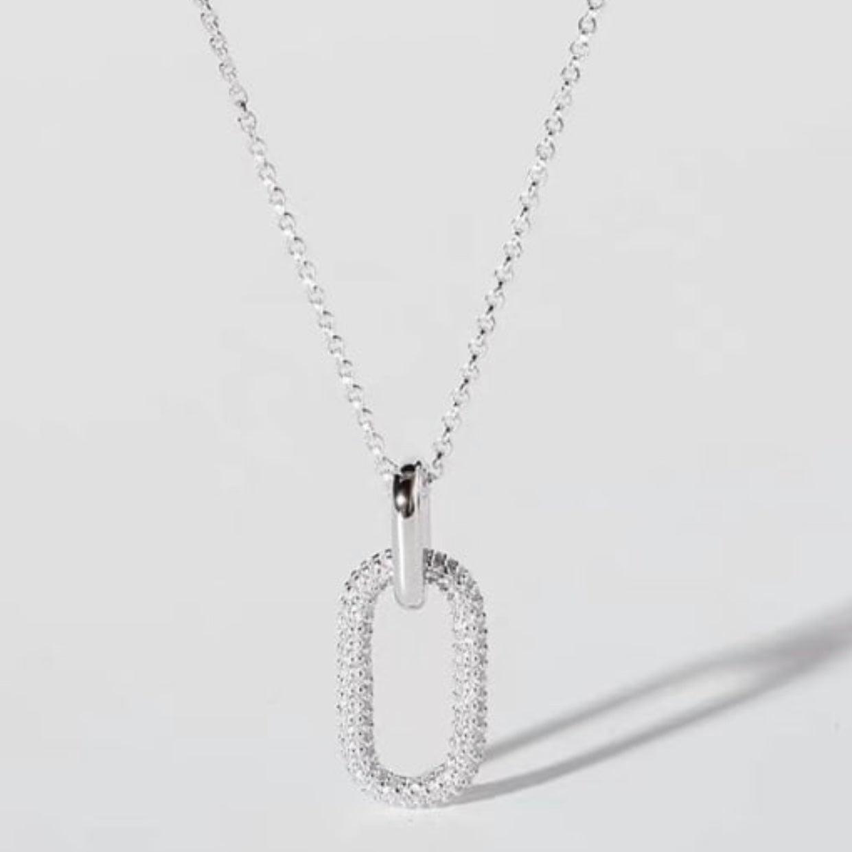 GINEVRA STERLING SILVER RECTANGLE PENDENT NECKLACE