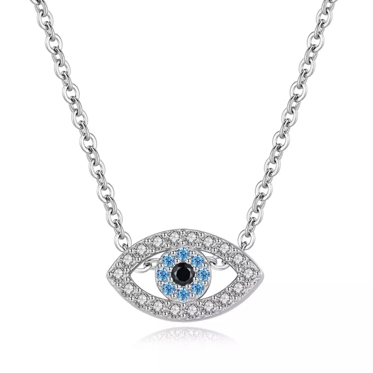 CAPRIA STERLING SILVER WITH CZ STONES EVIL EYE NECKLACE