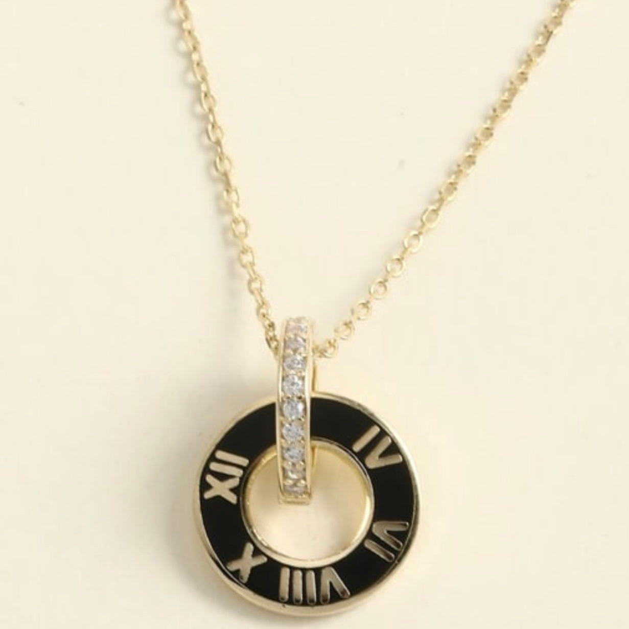 VIDA ROMAN NUMERAL LAVALIER STERLING SILVER WITH CUBIC ZIRCONIA PENDENT NECKLACE