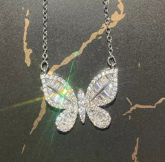 SAVINA STERLING SILVER BLING BUTTERFLY NECKLACE