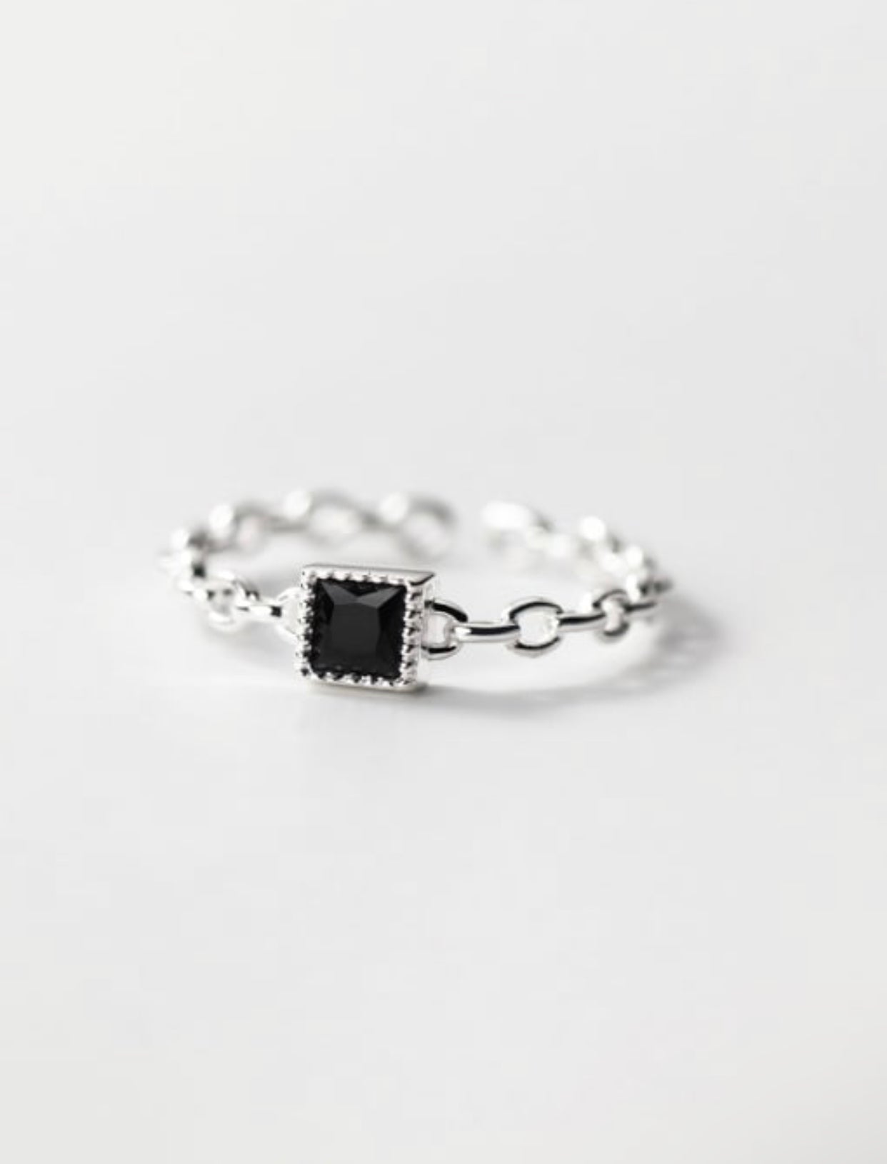 CINZIA CHAIN LINK STERLING SILVER CZ STONE RING